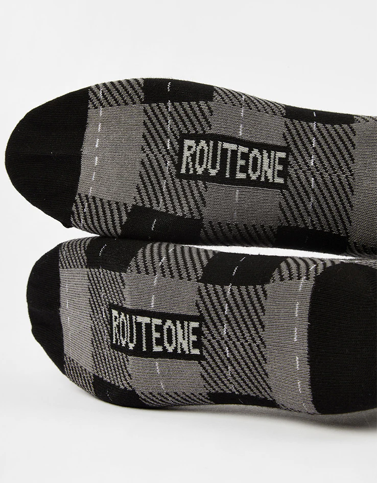 Route One Tartan Socks - Grey/Black - Image 4