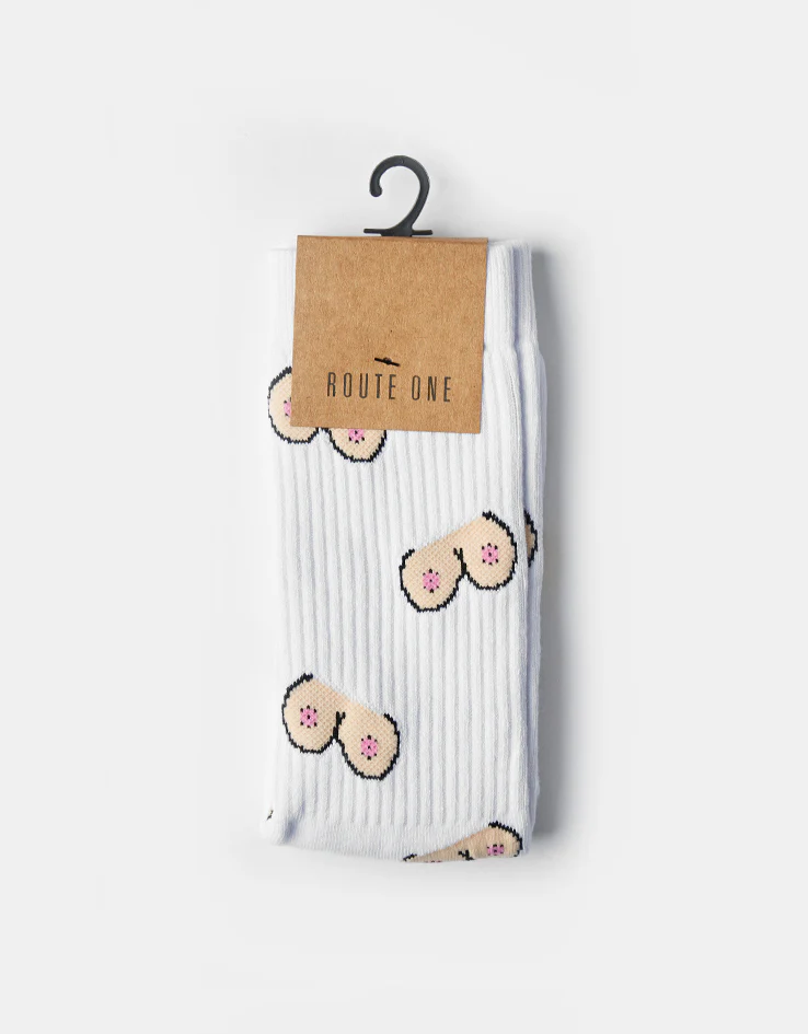 Route One The Twins Crew Socks - White - Image 2