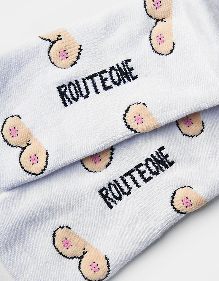 Route One The Twins Crew Socks - White - Image 4
