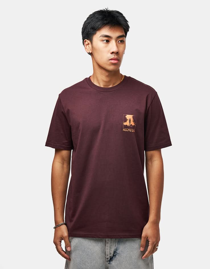 Route One Unknown Signals Organic T-Shirt - Red Brown - Image 2