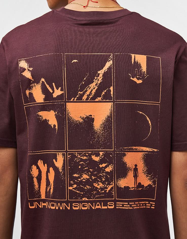 Route One Unknown Signals Organic T-Shirt - Red Brown - Image 3