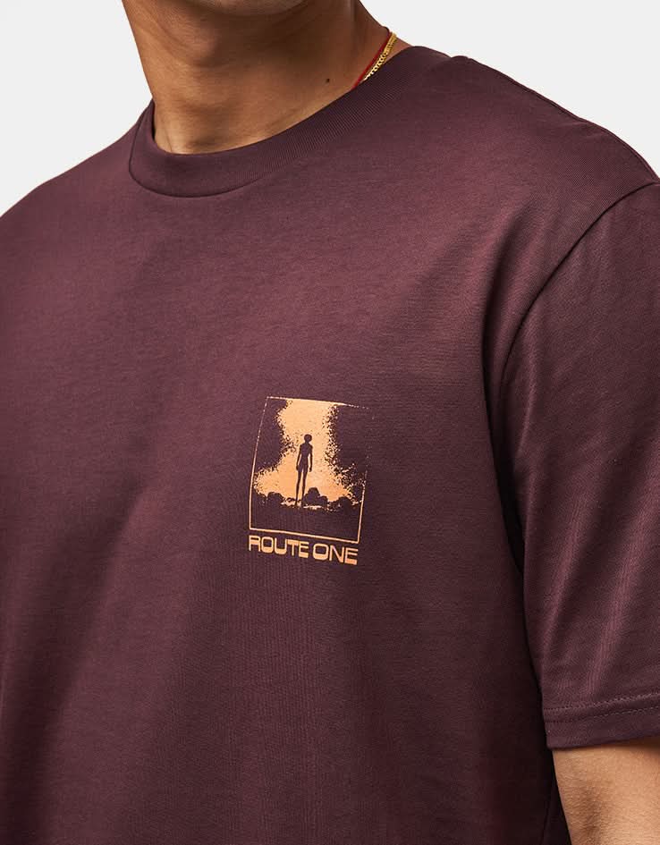 Route One Unknown Signals Organic T-Shirt - Red Brown - Image 4