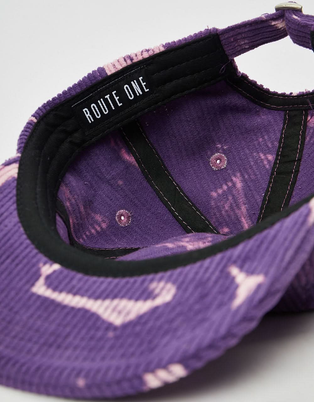 Route One Unstructured Bleached Cord 6 Panel Cap - Purple - Image 5