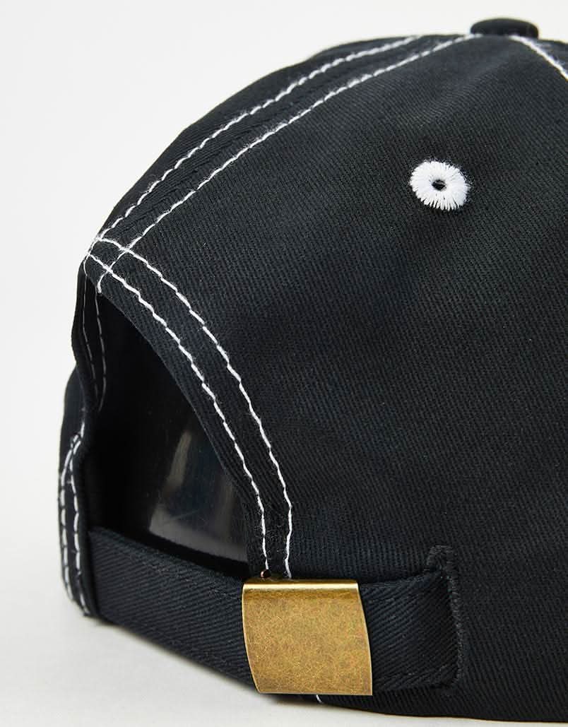 Route One Unstructured Contrast Stitch Strapback Cap - Black/White - Image 3