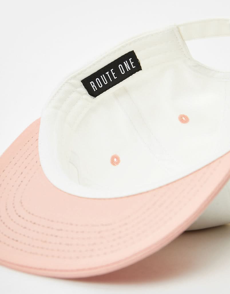 Route One Unstructured Strapback Cap - Raw/Terracotta Pink - Image 4