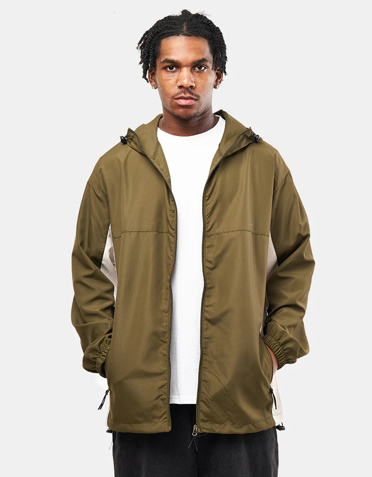 Route One Packable Windbreaker - Olive/Grey/Black - Image 3