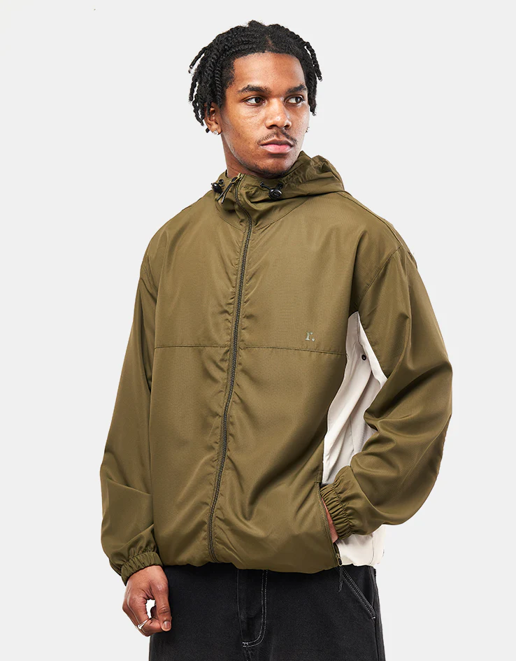 Route One Packable Windbreaker - Olive/Grey/Black - Image 4