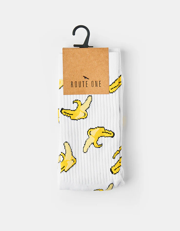Route One Yellow Fatty Bean Crew Socks - White - Image 2