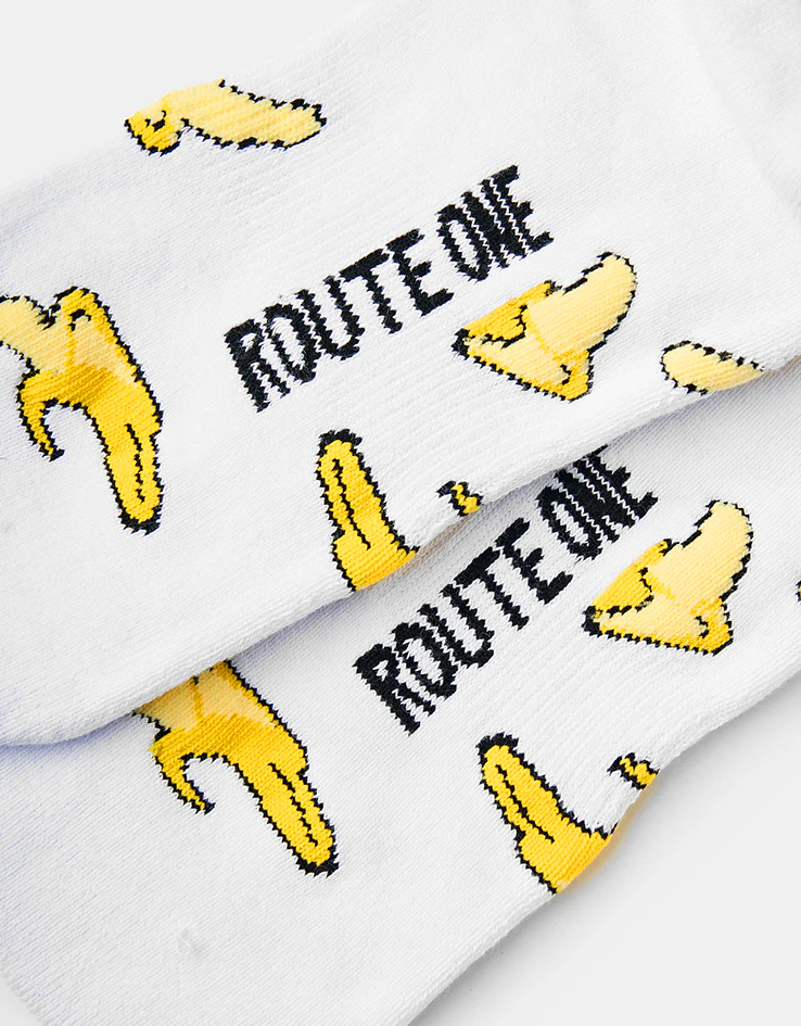 Route One Yellow Fatty Bean Crew Socks - White - Image 4