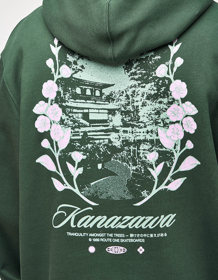 Route One Zen Garden Heavyweight Hoodie - Forest Green - Image 3
