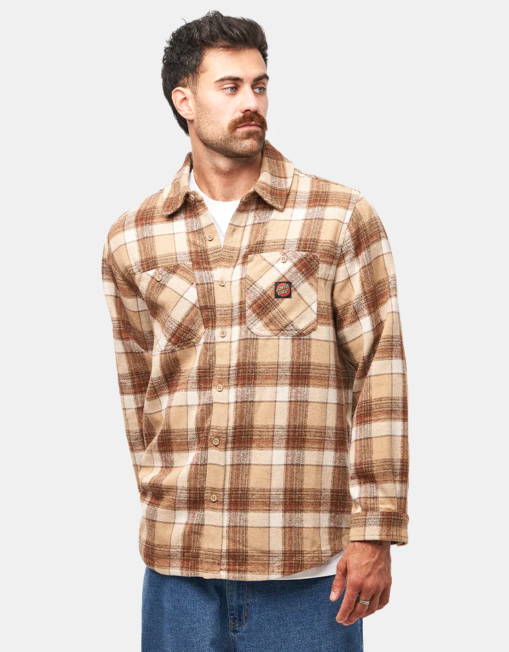 Santa Cruz Apex L/S Shirt - Brown Check - Image 3