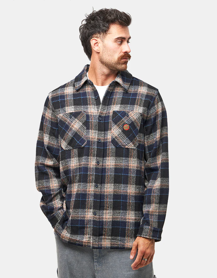 Santa Cruz Apex L/S Shirt - Navy Check - Image 3