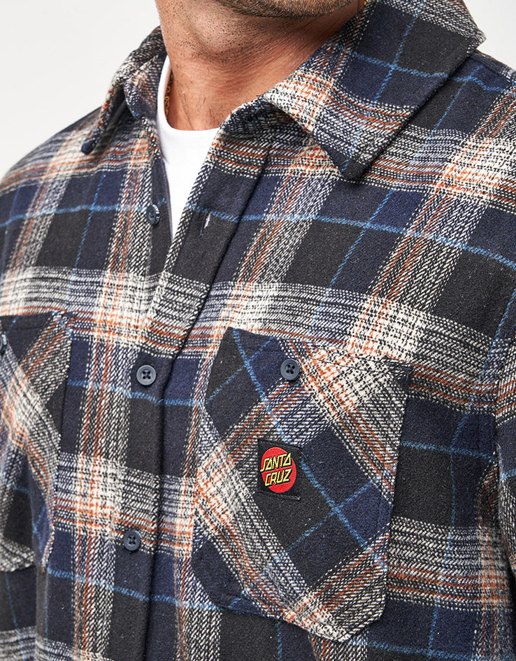 Santa Cruz Apex L/S Shirt - Navy Check - Image 4