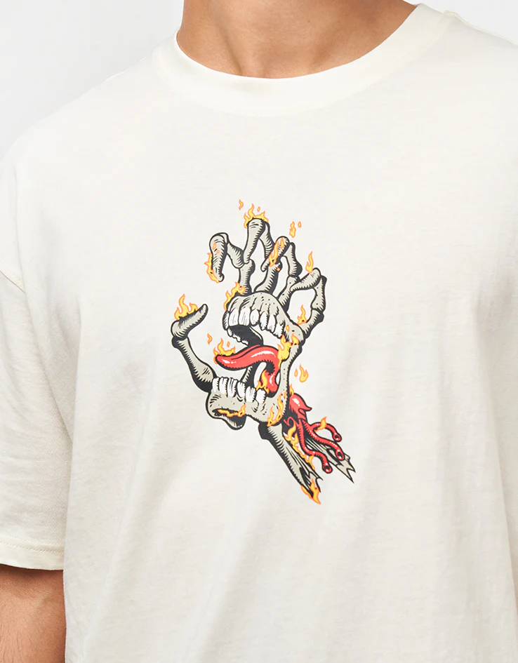 Santa Cruz Burnt Bone Hand T-Shirt - Unbleached Cotton - Image 3