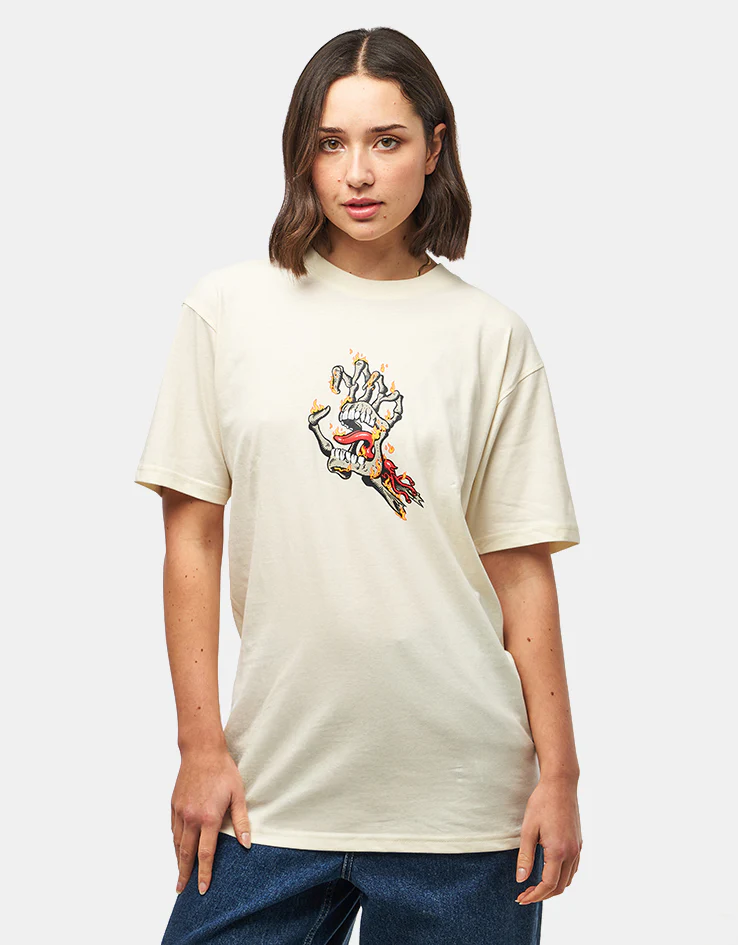 Santa Cruz Burnt Bone Hand T-Shirt - Unbleached Cotton - Image 5
