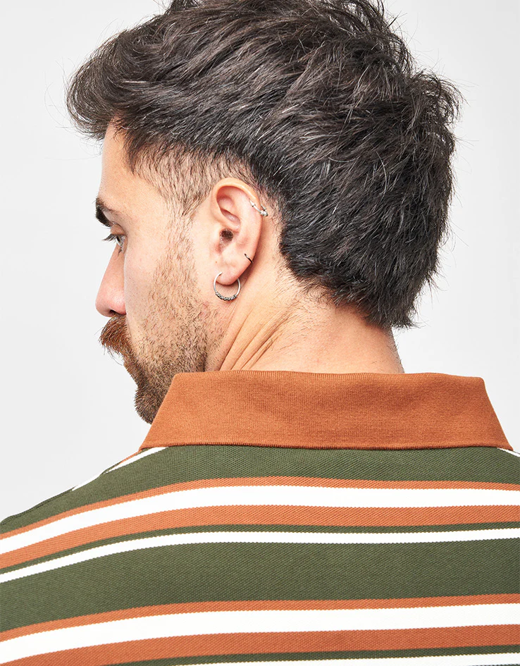 Santa Cruz Cera L/S Polo Shirt - Dark Moss Stripe - Image 5