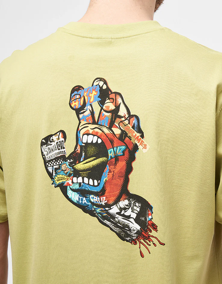 Santa Cruz Collage Hand T-Shirt - Faded Khaki - Image 3