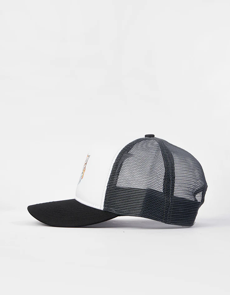 Santa Cruz Flaming Dice Dot Mesh Snapback Cap - White/Grey - Image 4