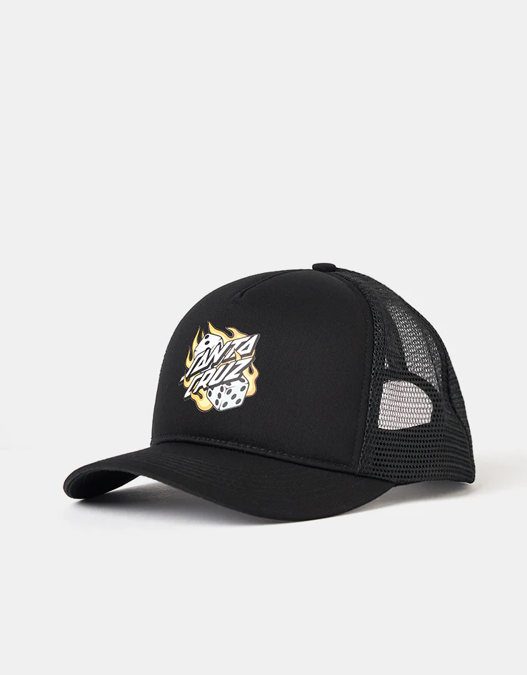 Santa Cruz Flaming Dice Dot Meshback Cap - Black - Image 2