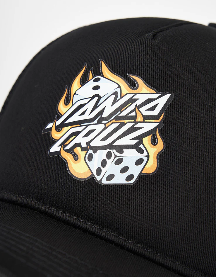 Santa Cruz Flaming Dice Dot Meshback Cap - Black - Image 3