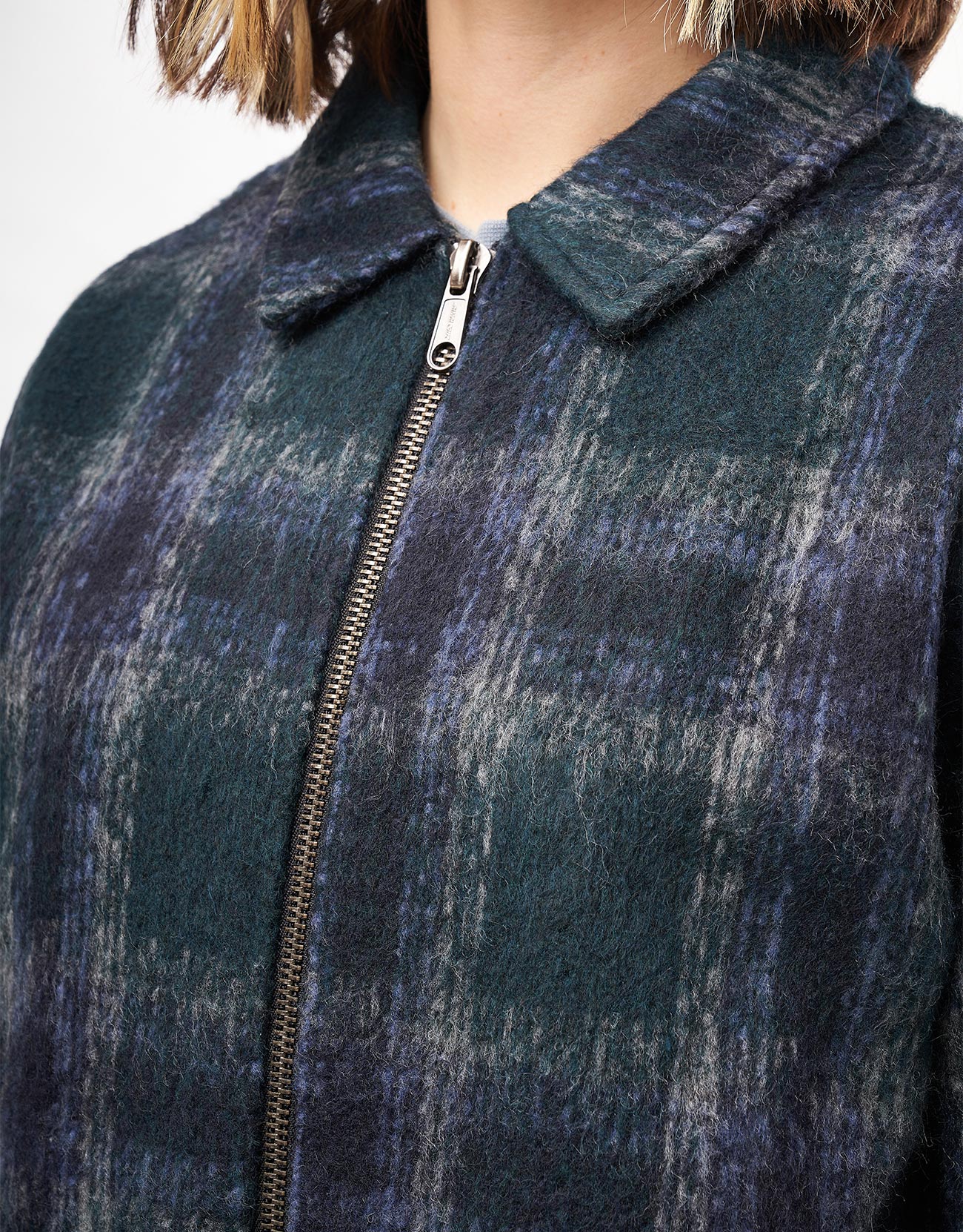Santa Cruz Hideout Jacket - Navy/Blue/Grey Check - Image 10