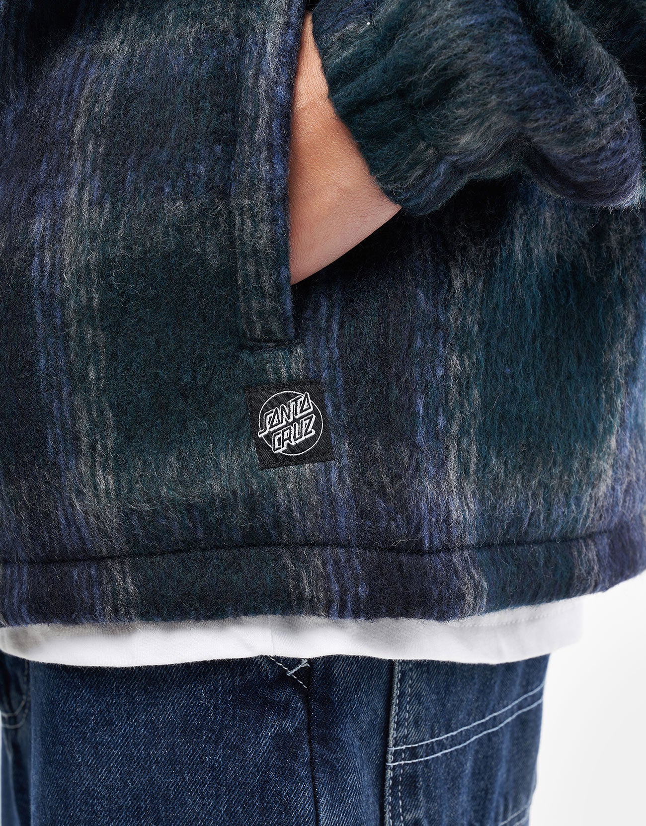 Santa Cruz Hideout Jacket - Navy/Blue/Grey Check - Image 5