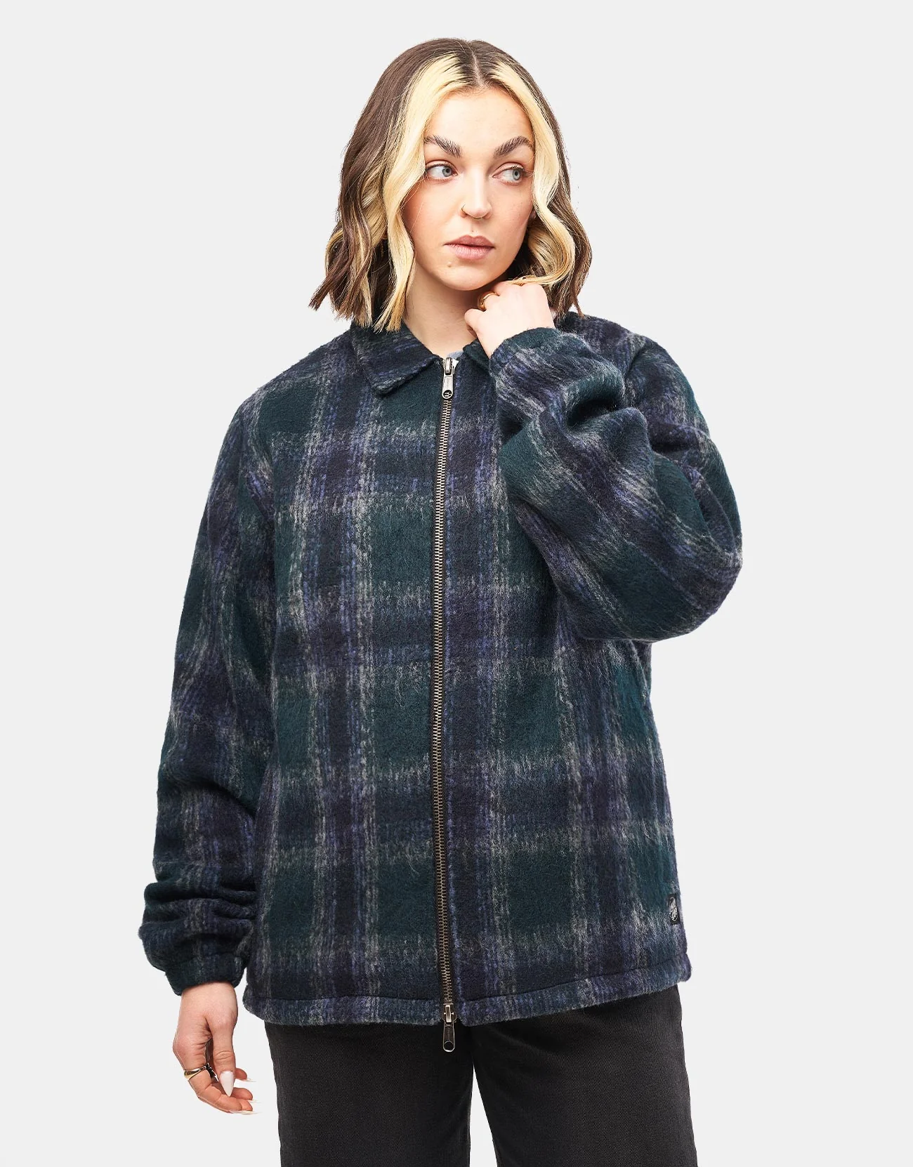 Santa Cruz Hideout Jacket - Navy/Blue/Grey Check - Image 9