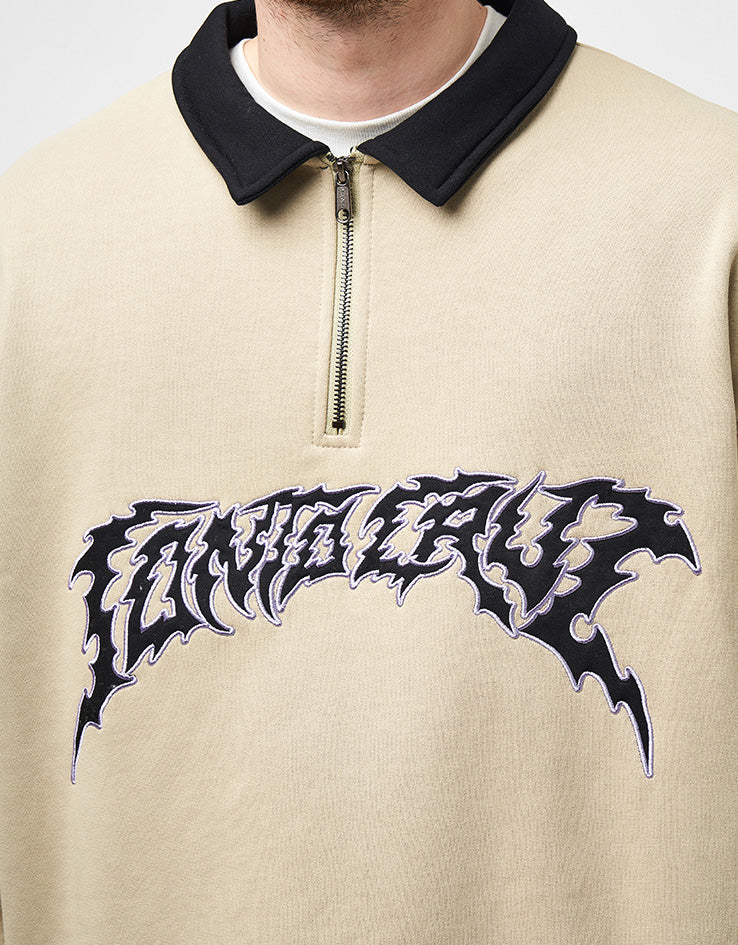 Santa Cruz Out Of Time Strip 1/4 Zip Crew - Stone Grey - Image 3