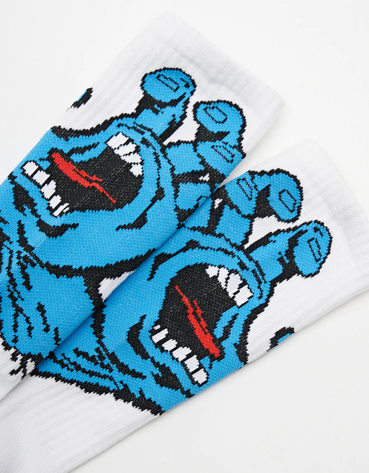 Santa Cruz Screaming Hand Crew Socks - White - Image 5