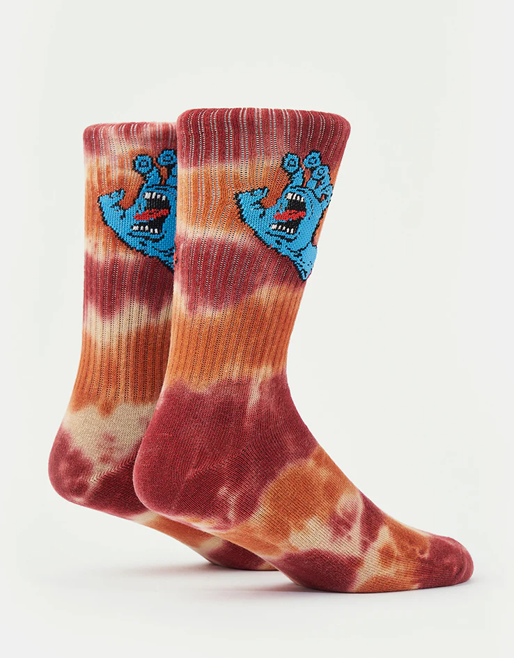 Santa Cruz Screaming Hand Tie Dye Crew Socks - Blonde Wood Tie Dye - Image 2