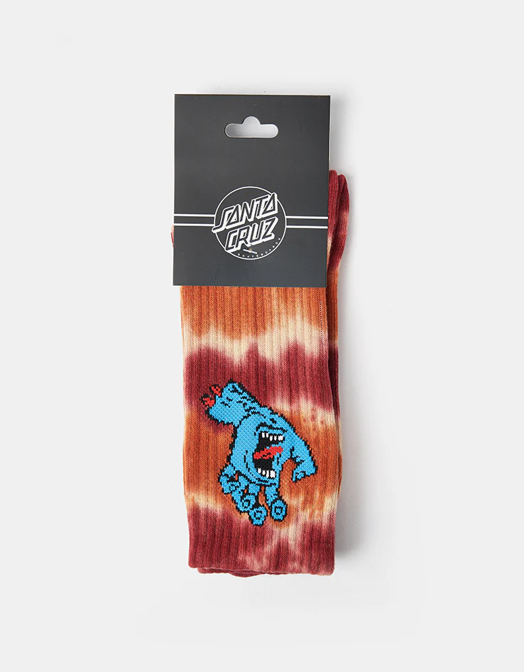 Santa Cruz Screaming Hand Tie Dye Crew Socks - Blonde Wood Tie Dye - Image 4