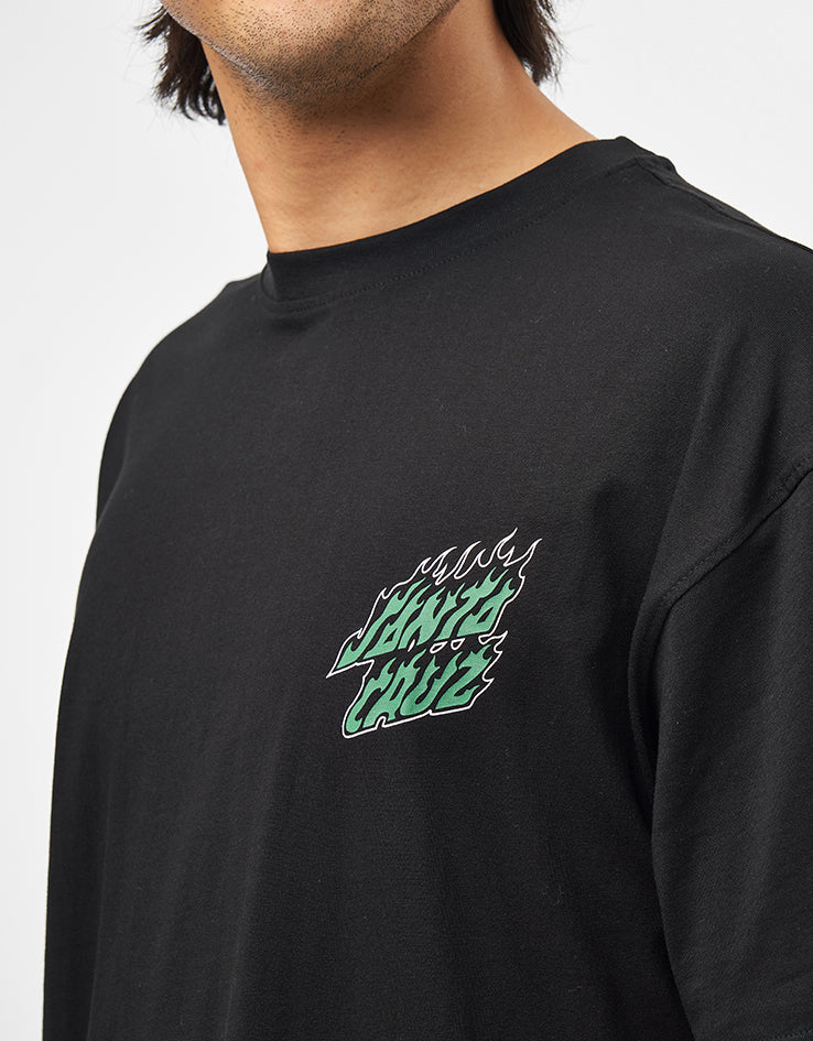 Santa Cruz Wired Flame Dot Chest T-Shirt - Black - Image 4