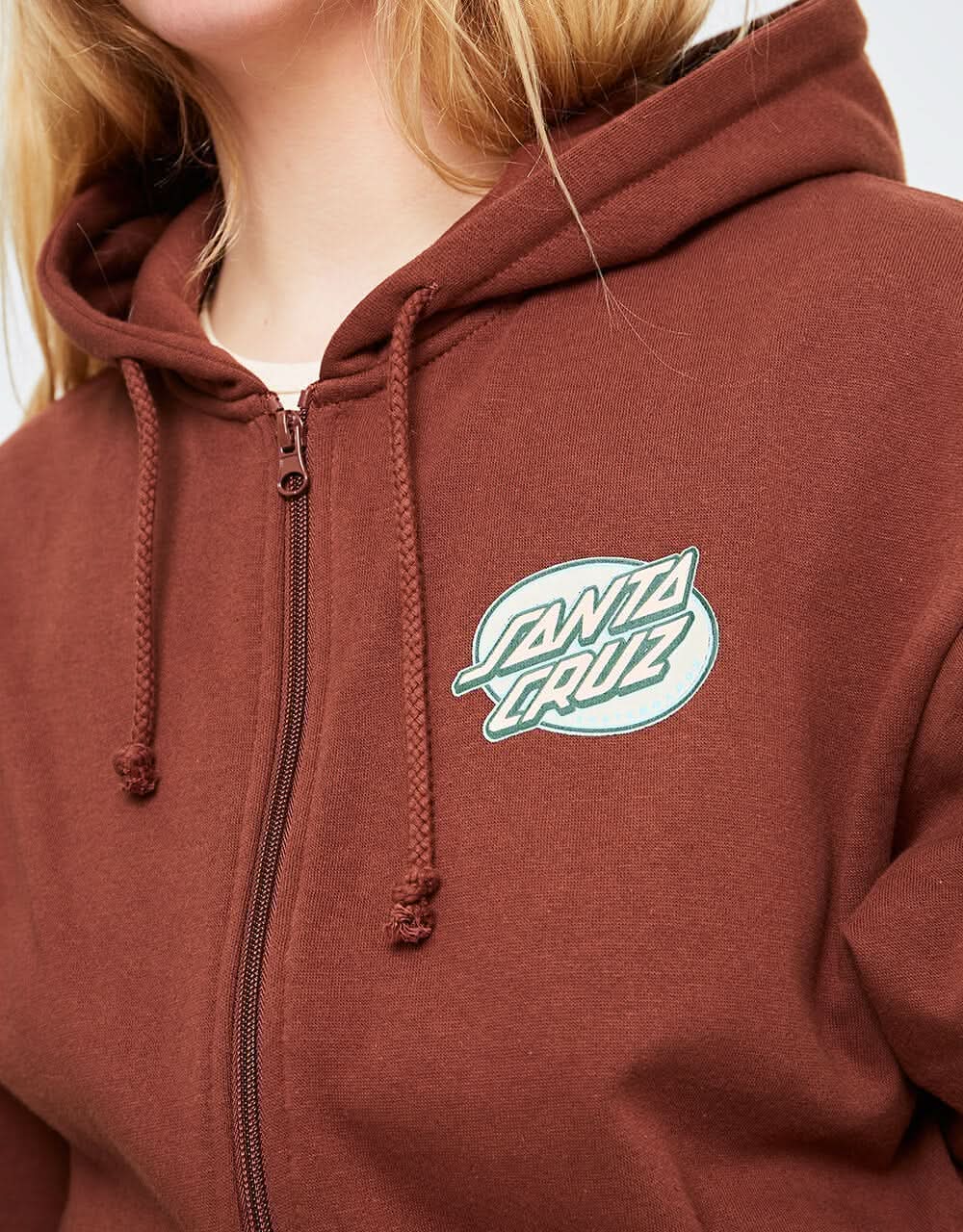 Santa Cruz Womens Lined Oval Dot Zip Hood - Sepia - Image 2