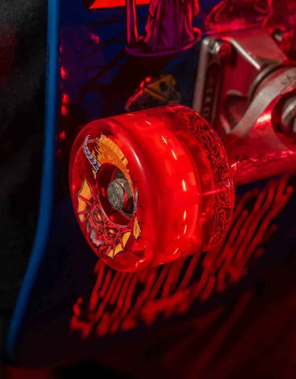 Santa Cruz x Stranger Things Hellfire Club OG Light Ups Skateboard Wheels - 66mm - Image 2