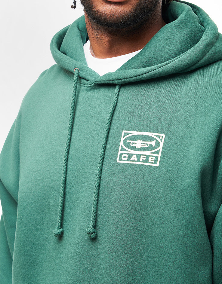 Skateboard Cafe 45 Pullover Hoodie - Forest Green/Cream - Image 4