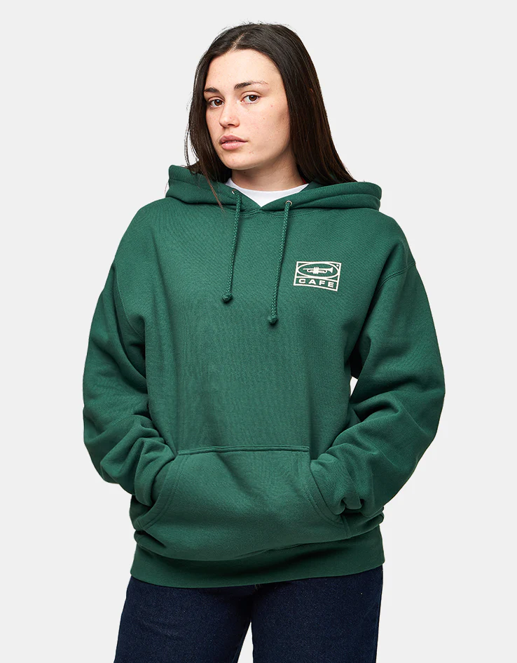 Skateboard Cafe 45 Pullover Hoodie - Forest Green/Cream - Image 6