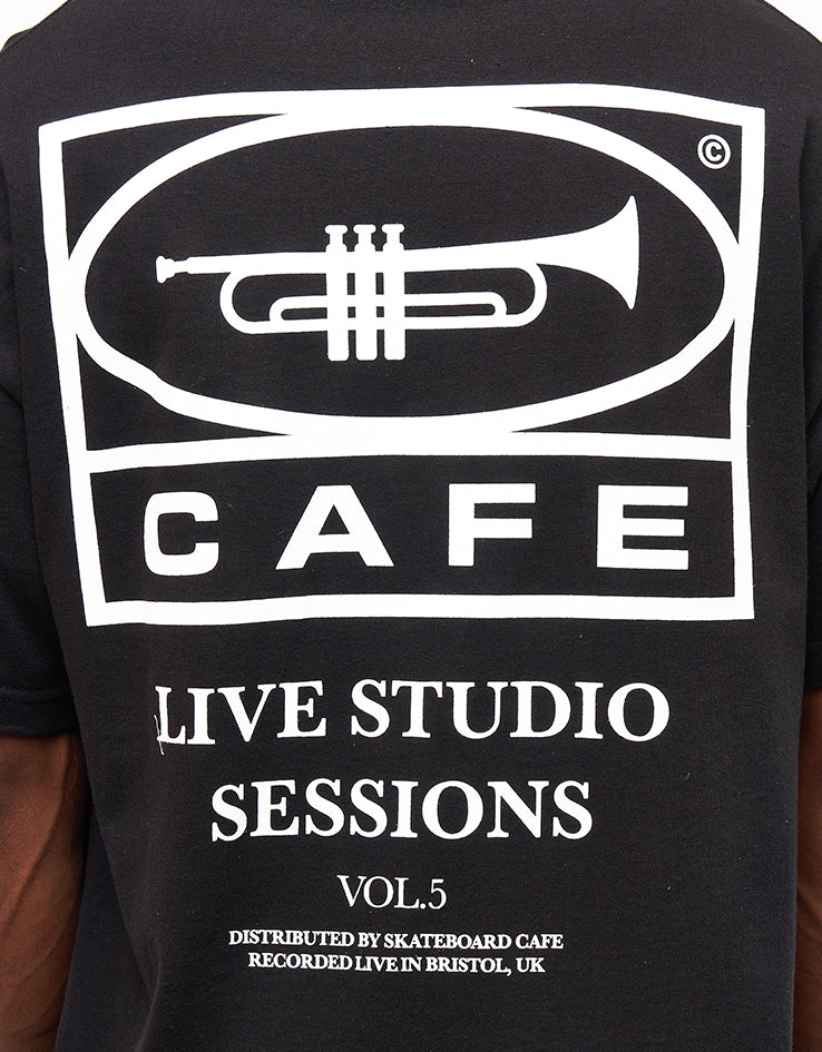 Skateboard Cafe 45 T-Shirt - Black/White - Image 3