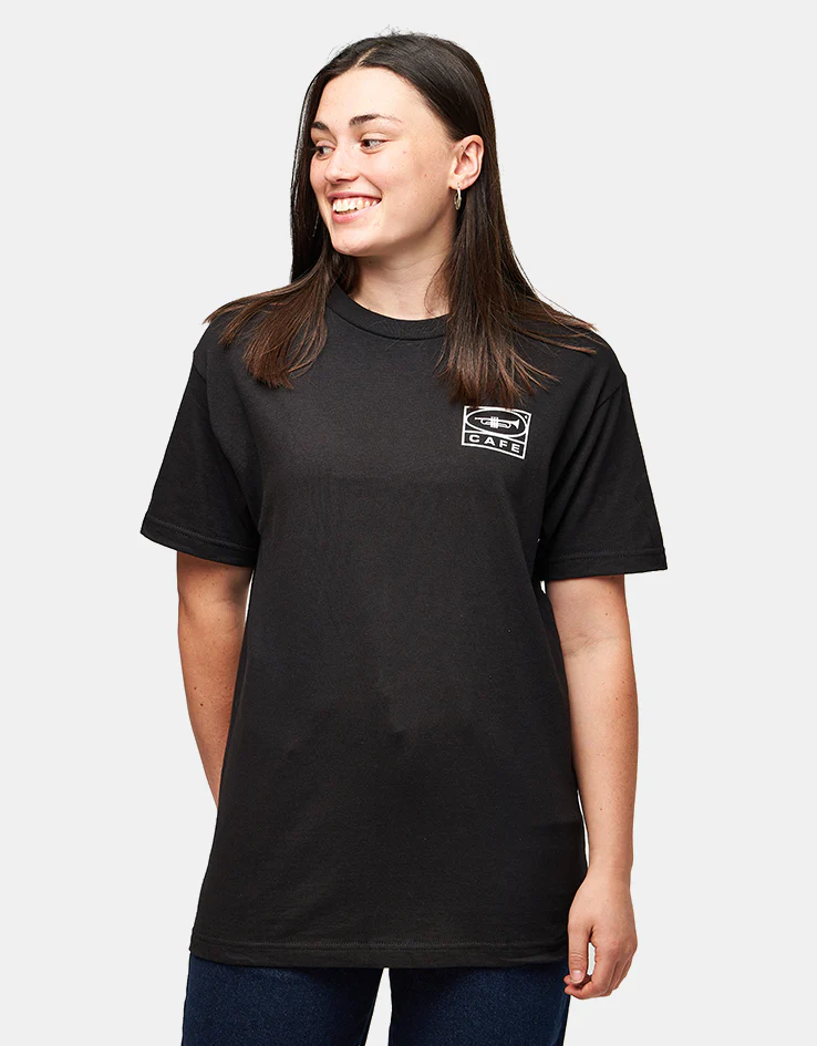 Skateboard Cafe 45 T-Shirt - Black/White - Image 6