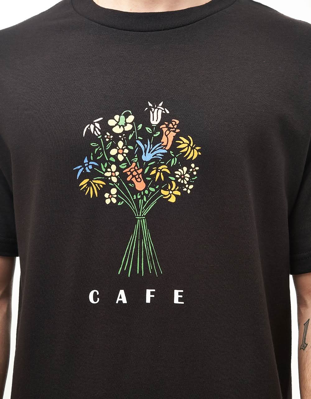 Skateboard Cafe Bouquet T-Shirt - Black - Image 3