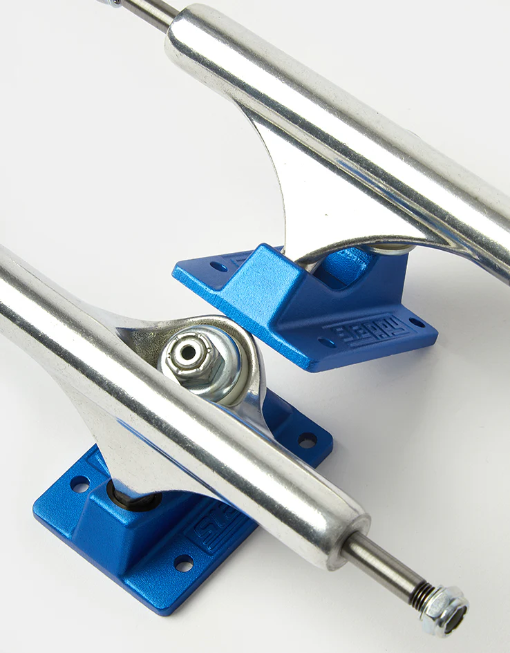 Slappy ST1 Hollow Lights Skateboard Trucks - Polished/Blue (Pair) - Image 2