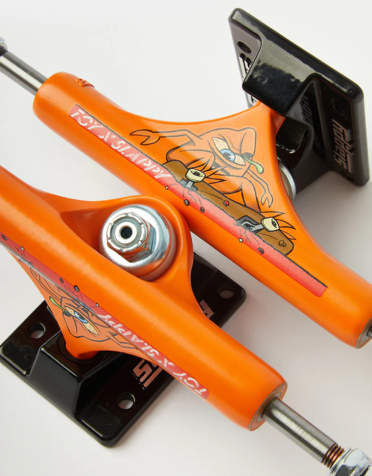 Slappy x Toy Machine ST1 Hollow Skateboard Trucks - Orange/Black (Pair) - Image 2