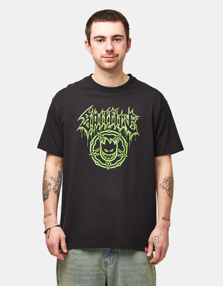 Spitfire Basic Pentagram Drip T-Shirt - Black/Green
