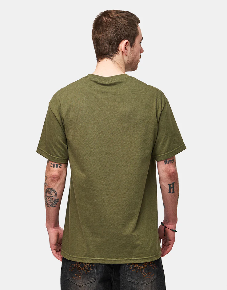 Spitfire Bighead Smoke T-Shirt - Military Green/White - Image 2