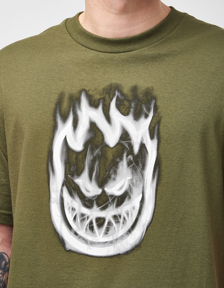 Spitfire Bighead Smoke T-Shirt - Military Green/White - Image 3