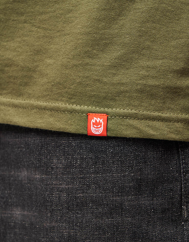 Spitfire Bighead Smoke T-Shirt - Military Green/White - Image 4