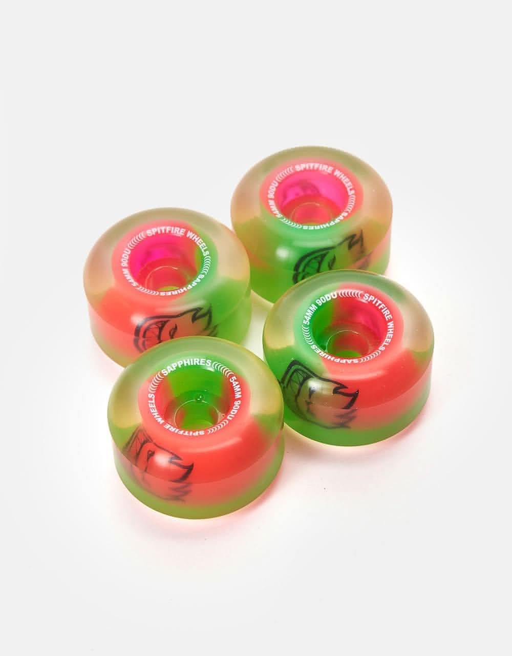 Spitfire Sapphire Radial 90D Skateboard Wheels - Pink/Green - Image 2