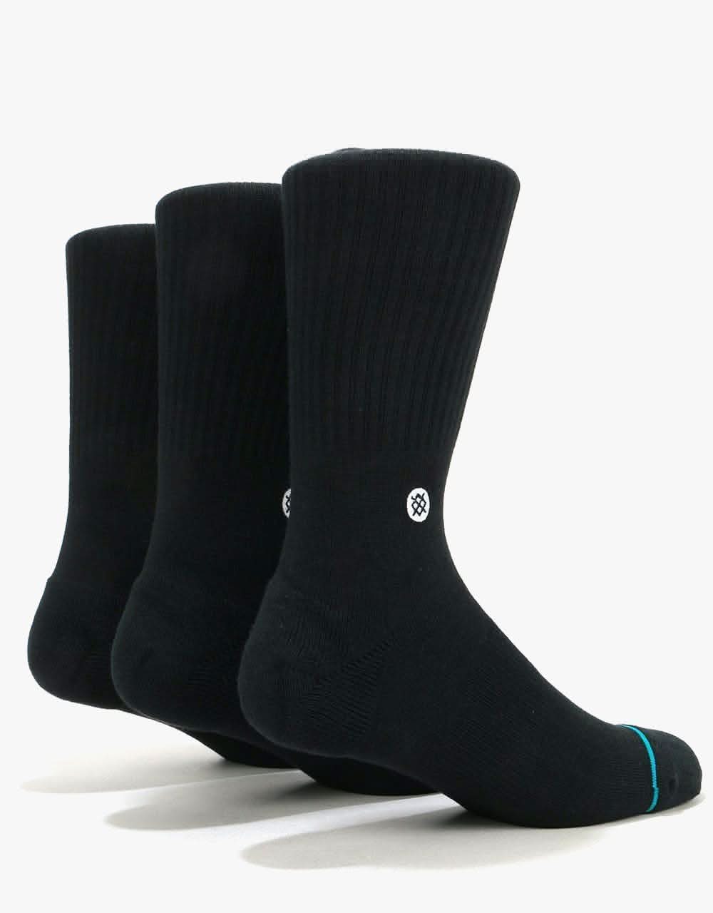 Stance Icon 3 Pack Classic Crew Socks - Black - Image 4