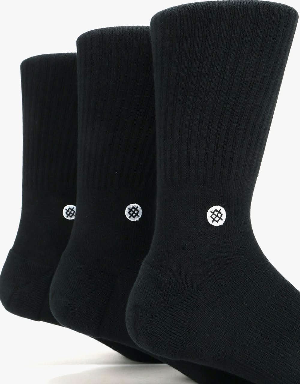 Stance Icon 3 Pack Classic Crew Socks - Black - Image 5