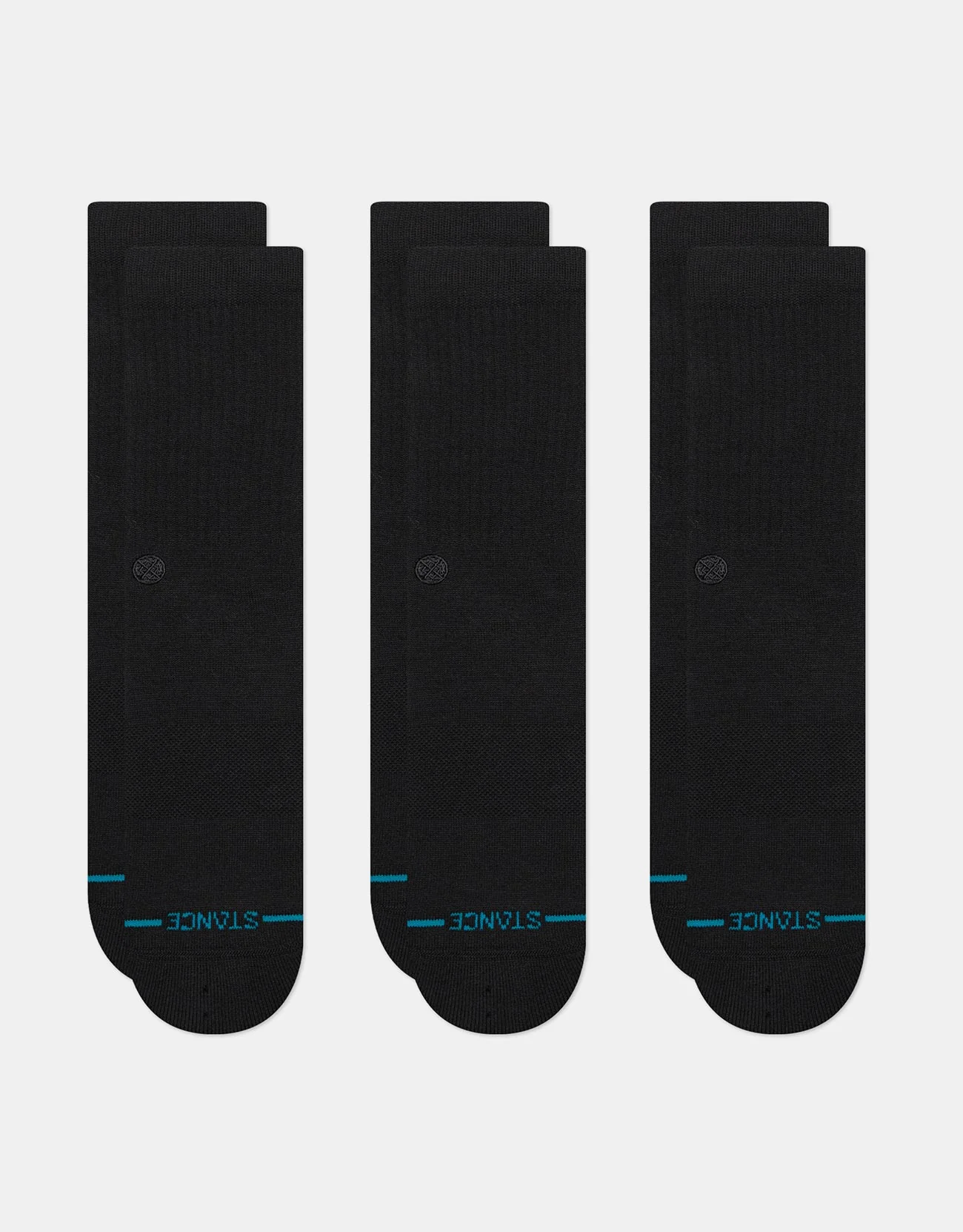 Stance Icon Stealth Crew 3 Pack Socks - Black/Black - Image 2