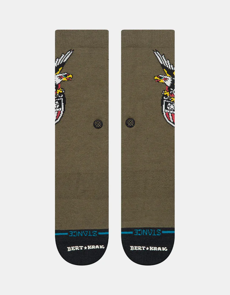 Stance x Bert Krak Eagle Crew Socks - Military Green - Image 2